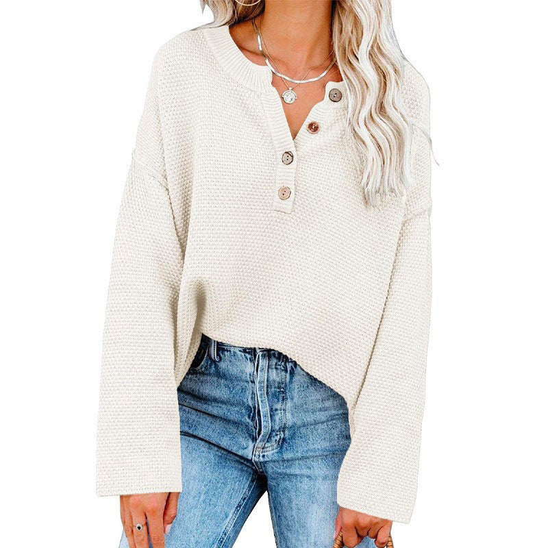 BUTTON PULLOVER | ELEGANTER V-AUSSCHNITT