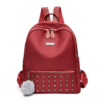 Damen modischer Rucksack mit Nieten und Pom-Pom Nord Taschen in Rot