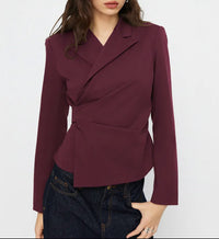 Damen Eleganter Tailored Blazer Nord Taschen in Weinrot