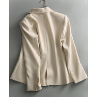 Damen Stilvoller Einreiher Blazer Nord Taschen in Beige