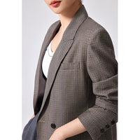 Damen Oversized Hahnentritt-Blazer mit Reverskragen und legerer Silhouette Nord Taschen in Kariert