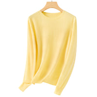 Damen Feiner Rundhals-Feinstrickpullover mit leichter Oversize-Passform Nord Taschen in Zitronengelb