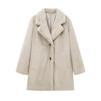 Damen Teddy Mantel Winter | Teddy Damen Klassisch in Beige
