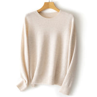 Damen Kaschmir-Mix Rundhalspullover mit Oversize-Schnitt Nord Taschen in Teebeige