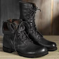Sina | Damen Casual Runde Zehenpartie Schnürstiefel in Schwarz