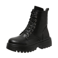 Damen Schnürstiefel mit robustem Profil und modischer Schnürung in Schwarz