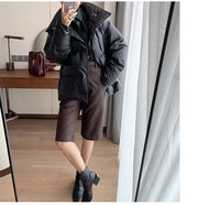 Damen Trendige Oversized Daunenjacke Nord Taschen in Schwarz
