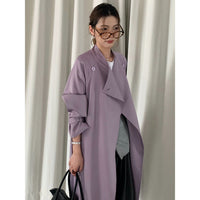 Damen Oversized Trenchcoat mit Taillengürtel Reverskragen und verstellbaren Manschetten Nord Taschen in Violett