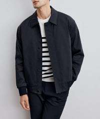 Herren klassische Harringtonjacke mit Rippsaum und verdecktem Reißverschluss Nord Taschen in Dunkelblau