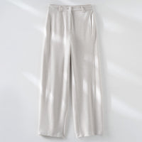 Damen Elegante High‑Waist Palazzo-Stoffhose mit Bügelfalte und dekorativer Mittelnaht Nord Taschen in Cremeweiß