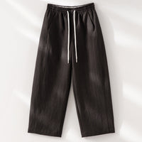 Damen Weite High‑Waist Leinenmix-Hose mit elastischem Bund und Kordelzug Nord Taschen in Braun