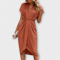 Serena - Midi-Wickelkleid in Koralle