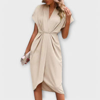 Serena - Midi-Wickelkleid in Beige