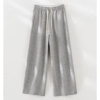 Damen Weite High‑Waist Loungehose aus weichem Baumwollmix mit Elastikbund und Tunnelzug Nord Taschen in Grau