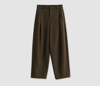 Damen Weit geschnittene High-Waist Anzughose Nord Taschen in Dunkelbraun