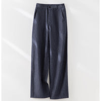 Damen Ärmellose leicht taillierte Weste aus Leinen-Denim mit Knopfleiste und aufgesetzten Taschen Nord Taschen in Blaue Hose
