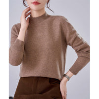 Damen Feiner Feinstrick-Pullover mit kurzem Stehkragen und Kaschmir-Optik Nord Taschen in Warmes Camel