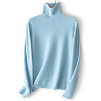 Damen Feinstrick Rollkragenpullover aus Kaschmirmischung leicht oversized Nord Taschen in Eisblau