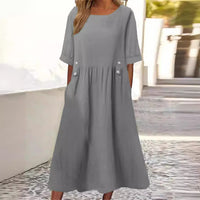 Alice | Kleid aus Baumwoll Leinen in Grau