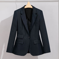 Damen Sommerlicher Leinen‑Mix Blazer mit taillierter Silhouette und Pattentaschen Nord Taschen in Navyblau
