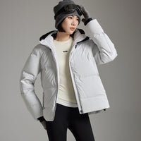 Damen Wattierte Winterjacke mit Kapuze, Thermo-Isolierung und winddichter Außenhülle Nord Taschen in Weiß