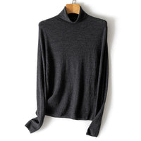 Damen Feiner Crinkle-Rollkragenpullover mit leichtem Fall Nord Taschen in Dunkelmeliertgrau