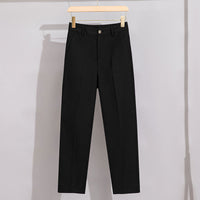 Damen Hochtaillierte gerade geschnittene Chino-Hose mit Bügelfalte Nord Taschen in Schwarz