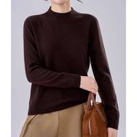Damen Feiner Feinstrick-Pullover mit kurzem Stehkragen und Kaschmir-Optik Nord Taschen in Tee‑Braun