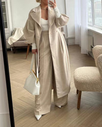 Calista | Weißer Wollmantel für den Winter in Beige