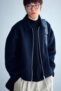 Herren Wolljacke mit Reißverschluss und weiter Passform Nord Taschen in Dunkelblau