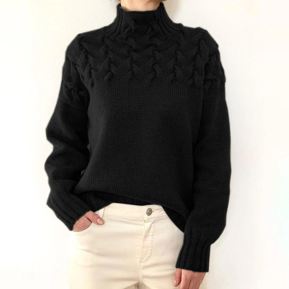 DAME PULLOVER MIT HOHEM KRAGEN | ELEGANTER KOMFORT STIL
