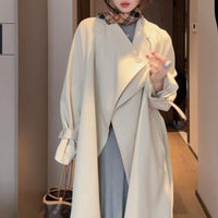 Damen Oversized Wickelmantel mit asymmetrischem Schnitt und verstellbaren Manschetten Nord Taschen in Khaki