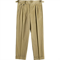 Herren Bundfaltenhose mit verstellbaren Seitenschnallen und Umschlag Nord Taschen in Khaki