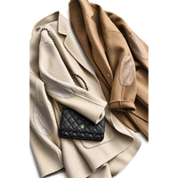 Damen Oversized Wolljacke Nord Taschen in Beige