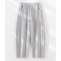 Damen Relaxed-Fleece-Hose mit hoher Taille, Tunnelzug und dekorativer Seitennaht Nord Taschen in Mittelgraue Leinenhose