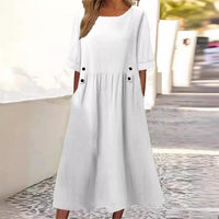 Alice | Kleid aus Baumwoll Leinen in Weiß