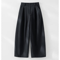 Damen Hochtaillierte Bundfalten-Palazzohose mit weitem Bein und teil-elastischem Bund Nord Taschen in Navyblau