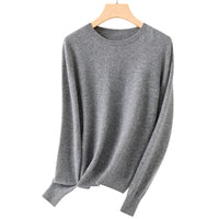 Damen Feiner Rundhals-Feinstrickpullover mit leichter Oversize-Passform Nord Taschen in Koreanisches Grau