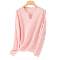 Damen Feiner Feinstrick-Pullover mit Schlüsselloch-Ausschnitt und gerippten Abschlüssen Nord Taschen in Rosa Blüten