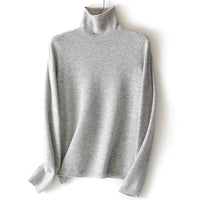 Damen Feinstrick Rollkragenpullover aus Kaschmirmischung leicht oversized Nord Taschen in Muschelgrau