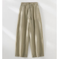 Damen Weite Leinen‑Optik Palazzohose mit elastischem Bund und fließender Silhouette Nord Taschen in Moosgraue Hose