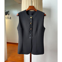 Damen Stilvolle ärmellose Blazer-Weste Nord Taschen in Schwarz