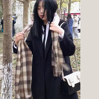 Damen Langer klassischer Wollmix‑Mantel im Oversize‑Schnitt mit Reverskragen und Eingrifftaschen Nord Taschen in Vielseitiges Sternschwarz [Boutique-Qualität]