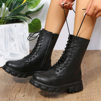 Damen Dirndl Schuhe | Hohe Schnürung Mit Breiter Sohle in Schwarz