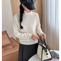Damen Leichter Kaschmir-Mix Rollkragenpullover mit feinem Soft-Finish und schmaler Silhouette Nord Taschen in Cremeweiß