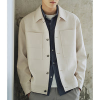 Herren Boxy-Hemdjacke mit großformatigen aufgesetzten Brusttaschen Nord Taschen in Hellbeige