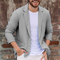 Herren Jersey Sakko leger mit Taschen in Silbergrau
