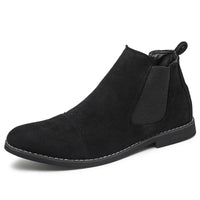 Damen Elegante Veloursleder Chelsea Boots mit elastischen Einsätzen in Schwarz