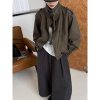 Damen Kurztrenchcoat im Boxy-Cut mit doppelreihiger Knopfleiste und Stehkragen Nord Taschen in Kaffeebraun