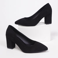 Damen elegante High Heel Pumps mit robustem Blockabsatz Nord Taschen in Schwarz